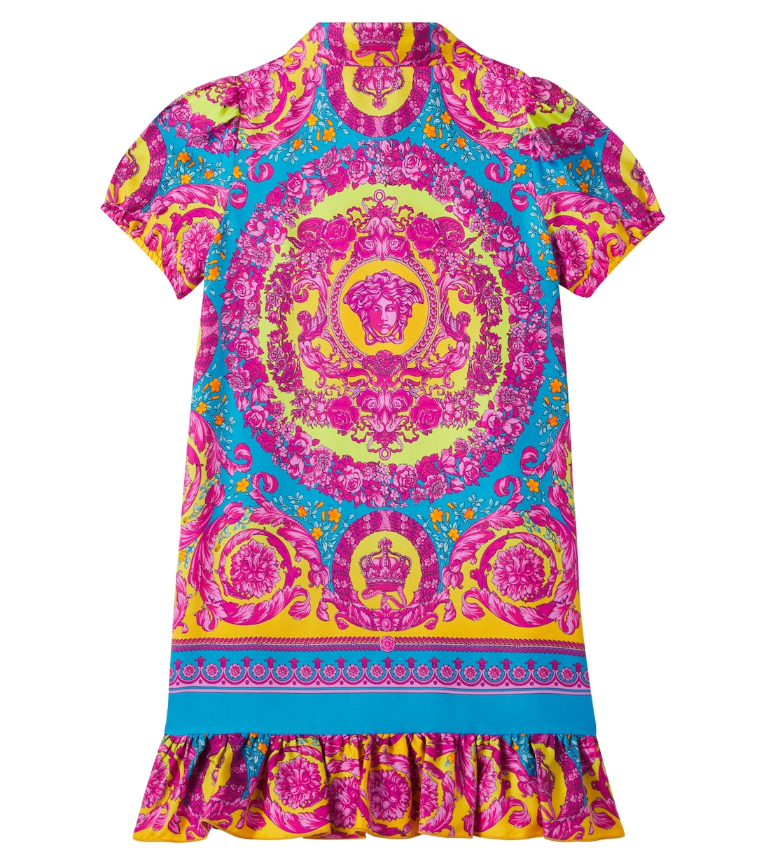 Hemdblusenkleid Electric Barocco aus Twill | Versace Kids