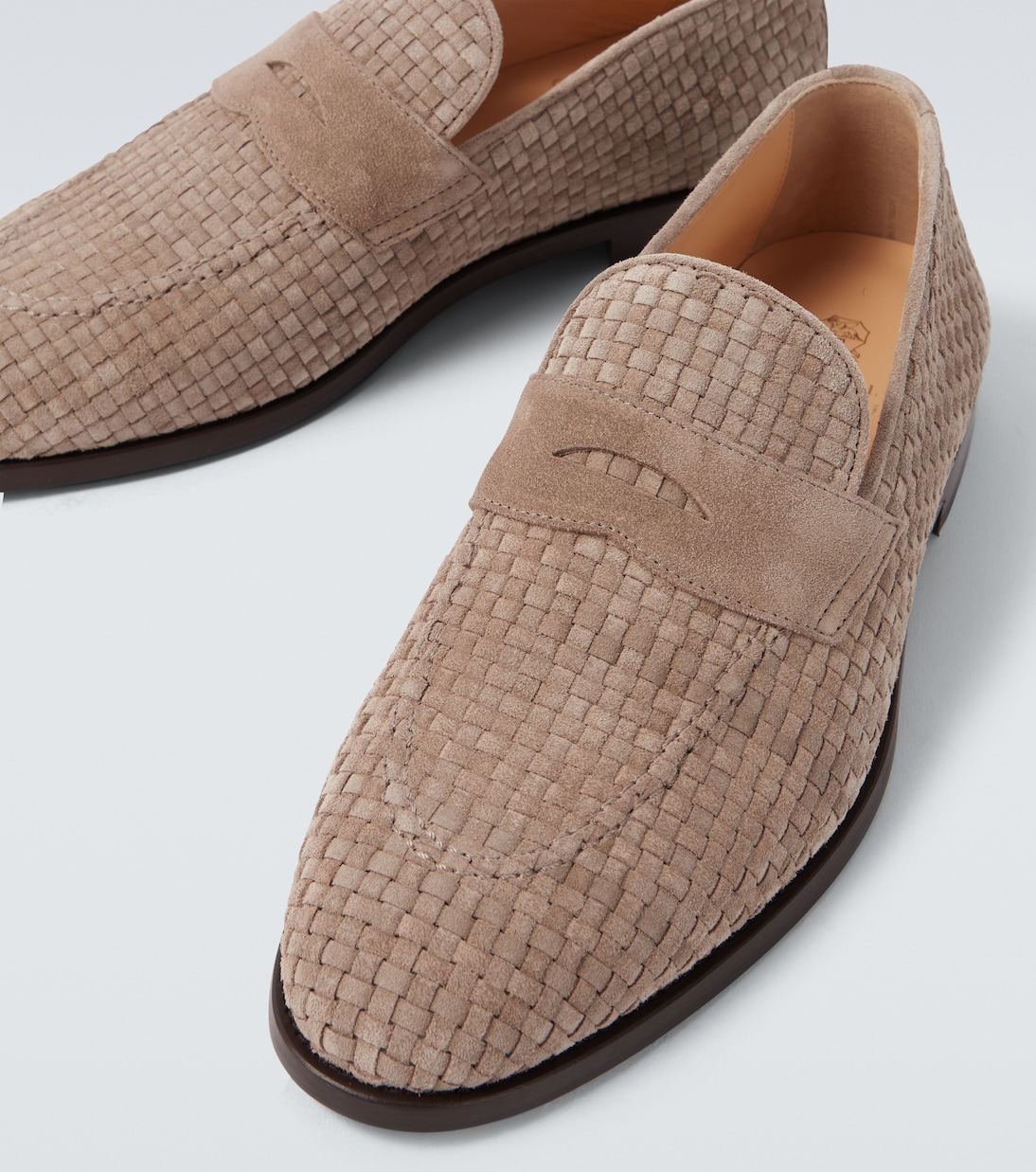 Woven suede penny loafers | Brunello Cucinelli