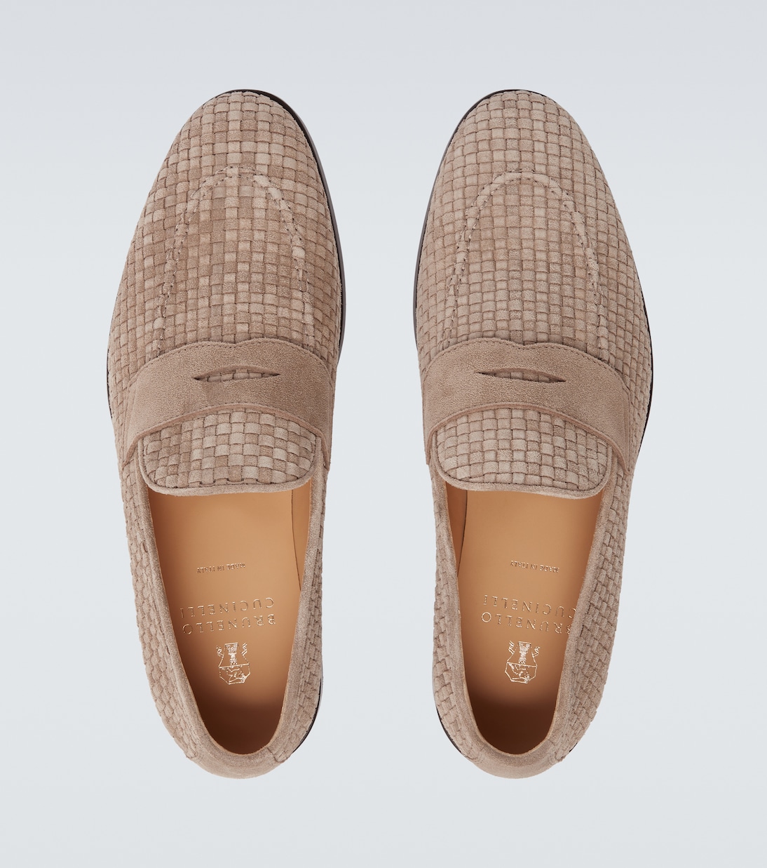 Woven suede penny loafers | Brunello Cucinelli