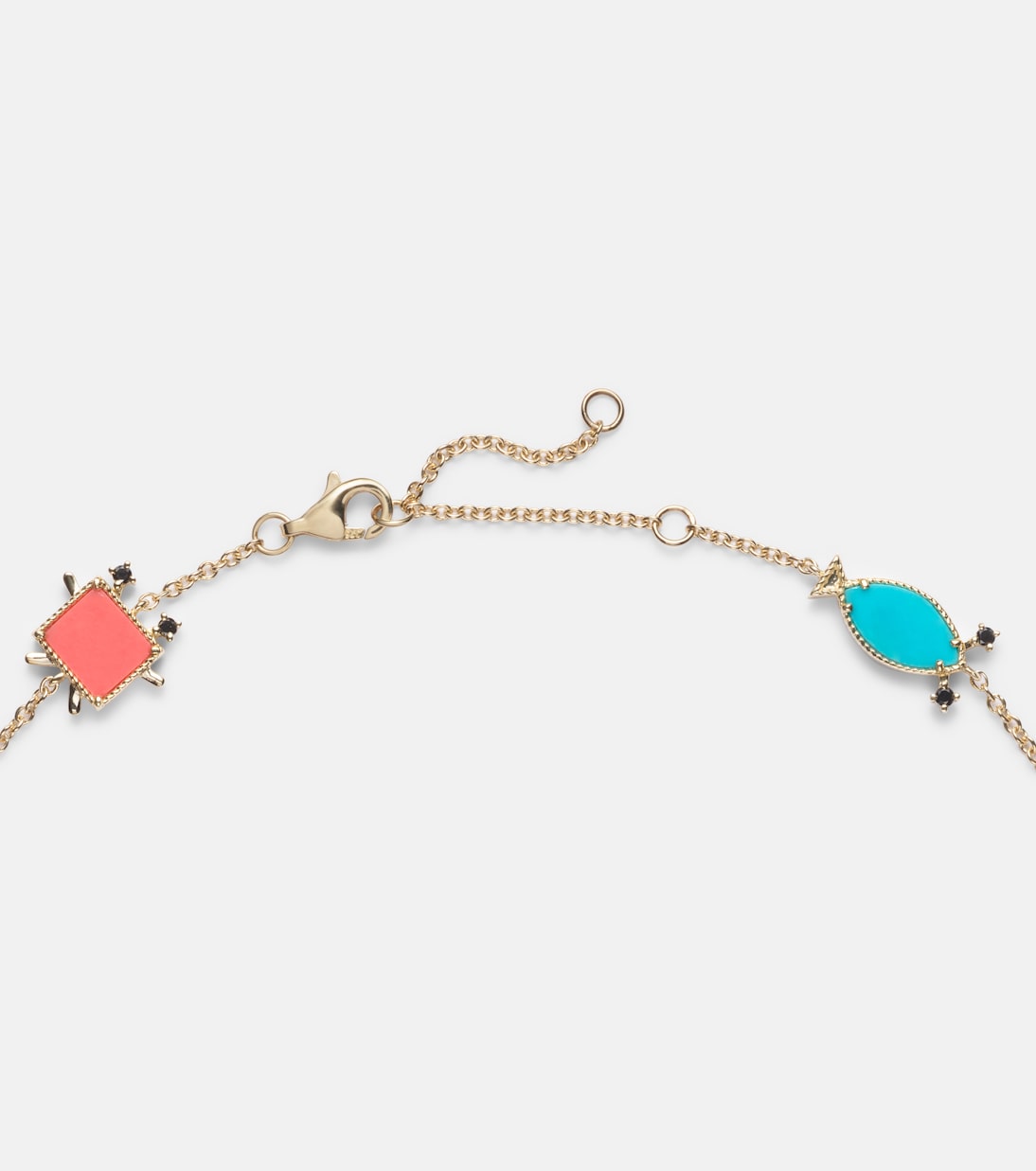 Halskette Petits Personnages aus 9kt Gelbgold (375/1000) mit Edelsteinen | Yvonne Léon