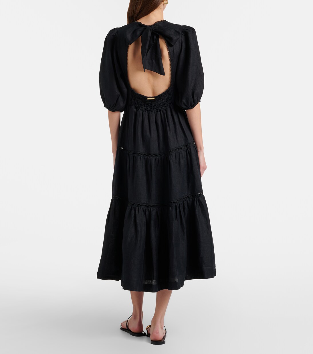 Meteora lace-trimmed linen midi dress | Heidi Klein