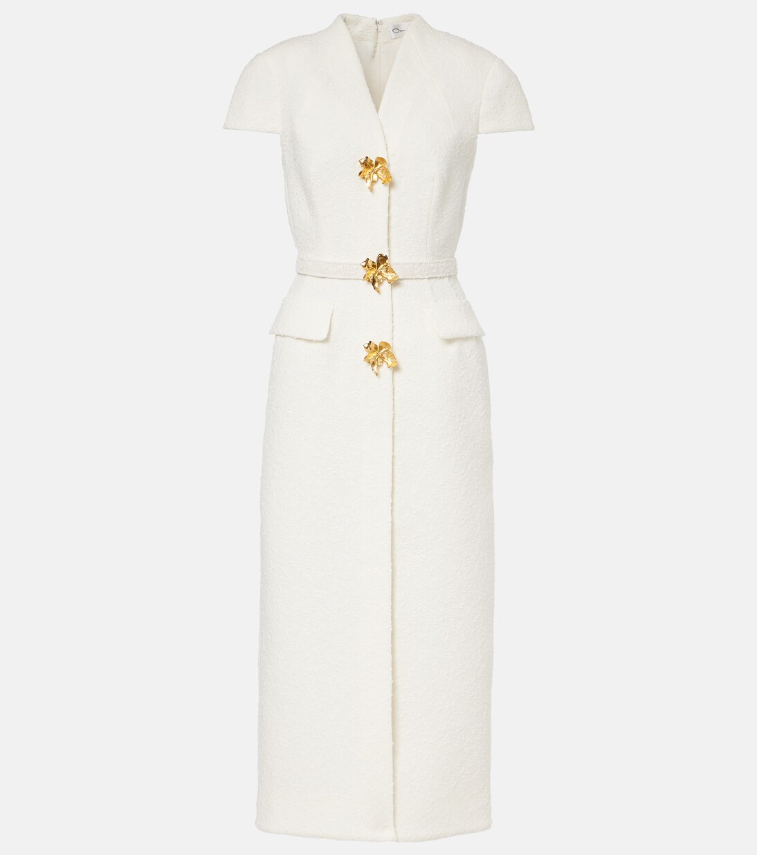 Embellished belted tweed midi dress | Oscar de la Renta