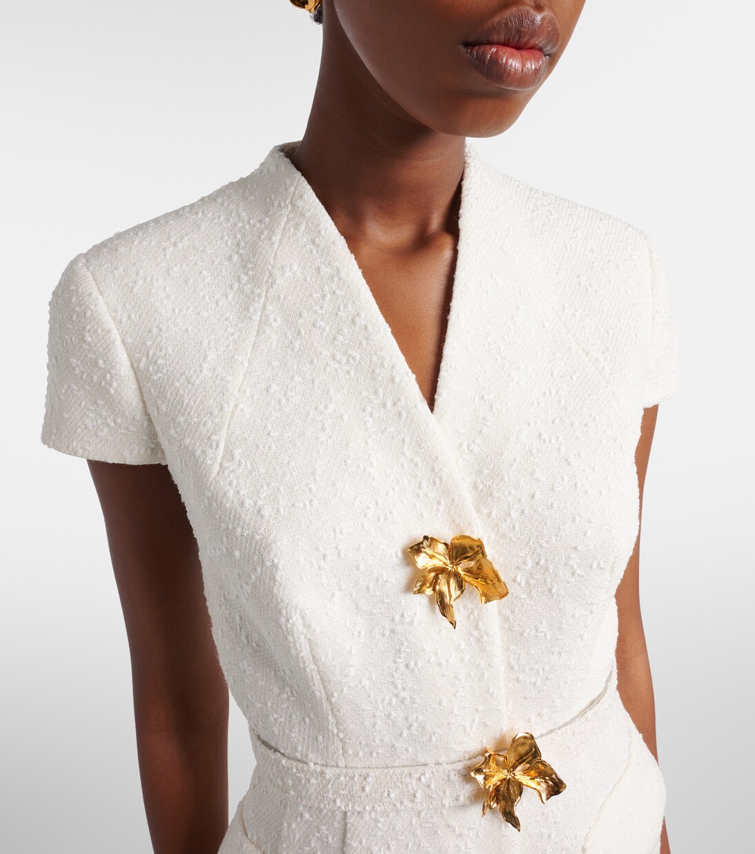 Embellished belted tweed midi dress | Oscar de la Renta