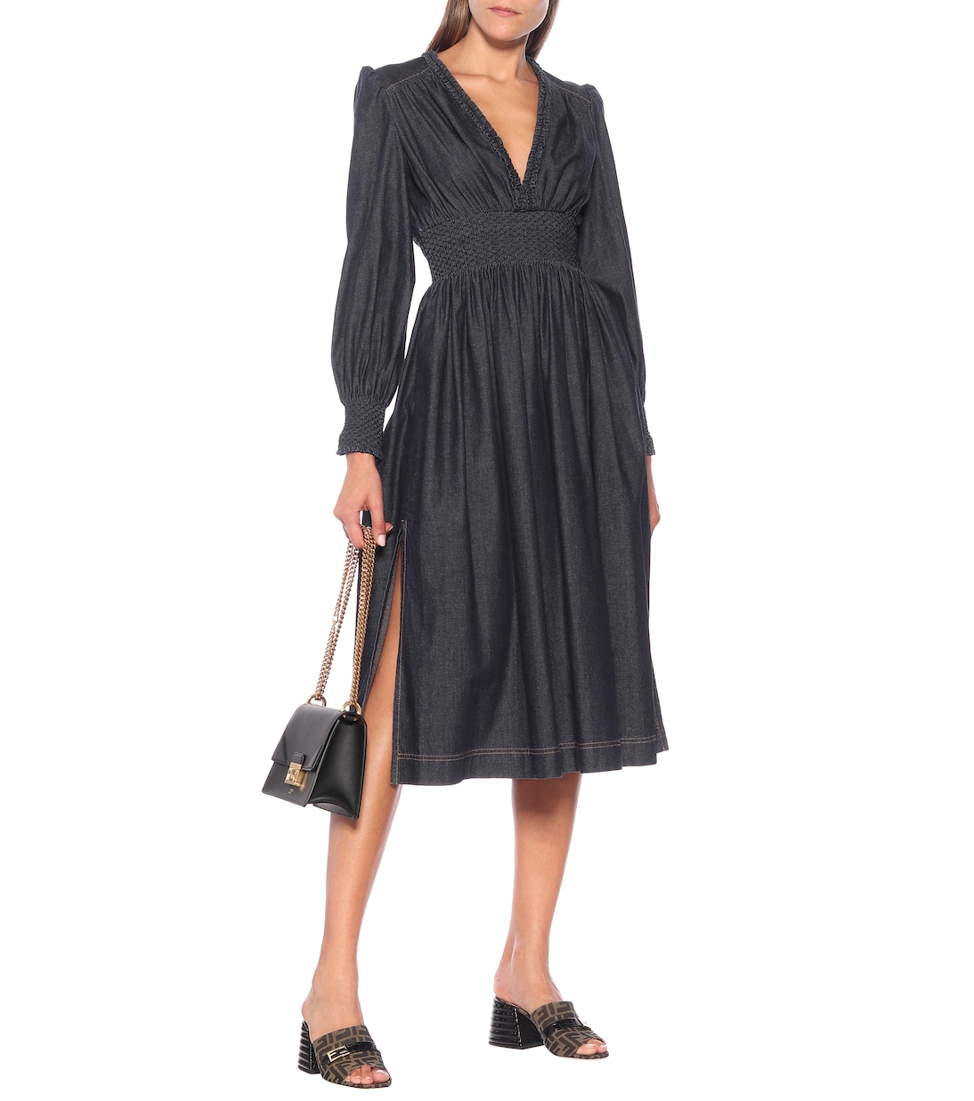 Abito midi in cotone chambray | Fendi