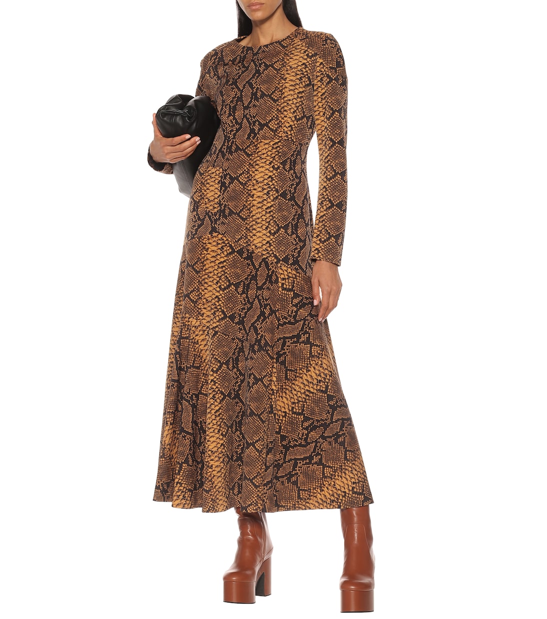 Snake-print wool midi dress | Dries Van Noten