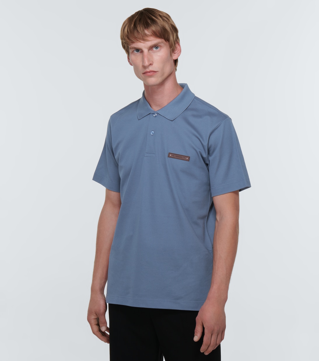 Polo in cotone con dettaglio in pelle | Berluti