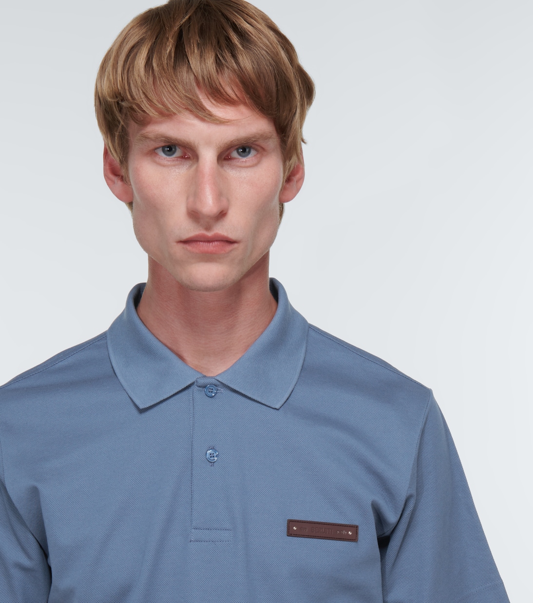 Polo in cotone con dettaglio in pelle | Berluti