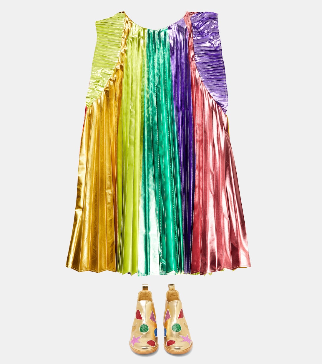 Rainbow pleated lamé dress | Stella McCartney Kids