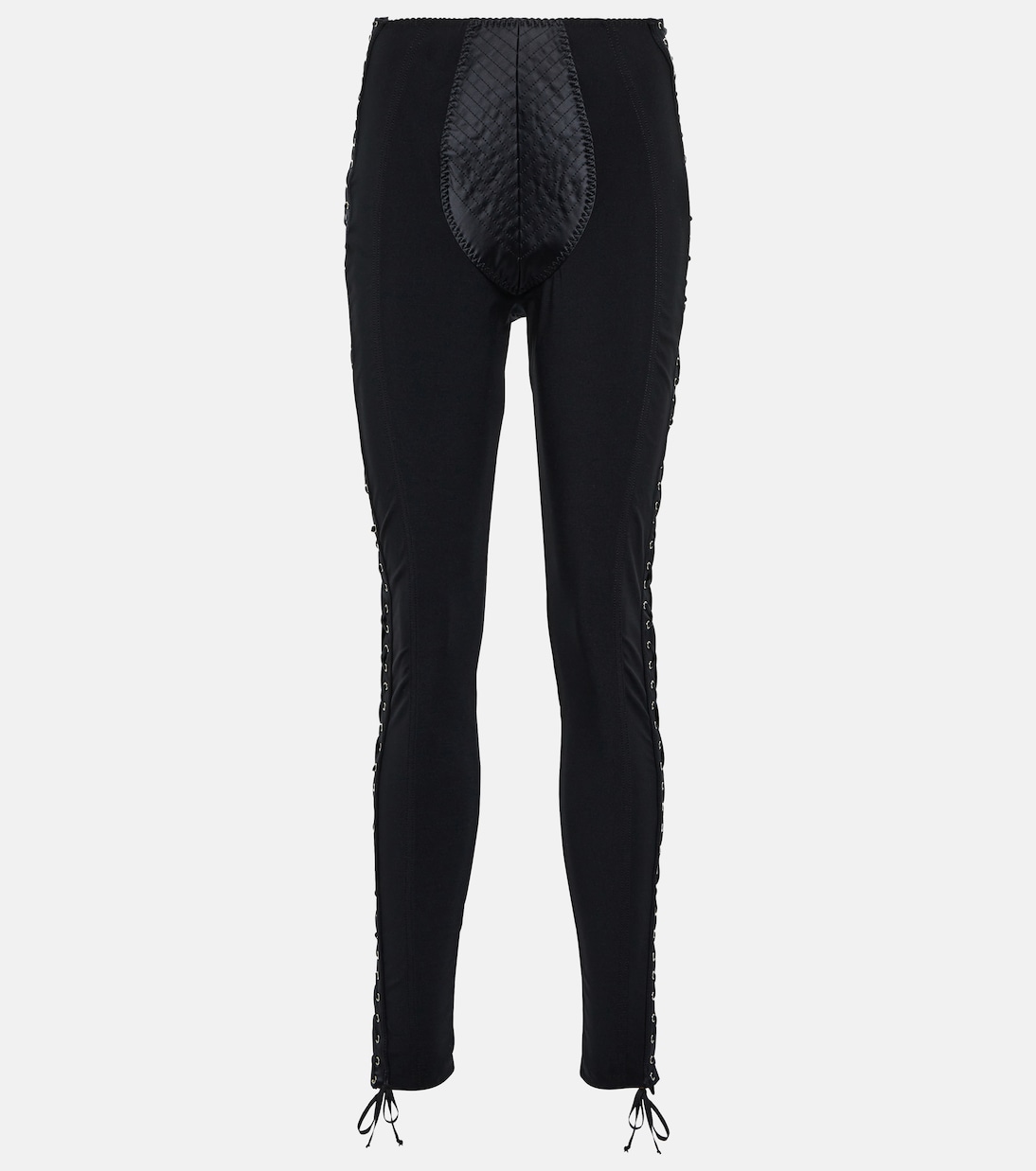 x Lotta Volkova Lace-up satin and mesh leggings | Jean Paul Gaultier