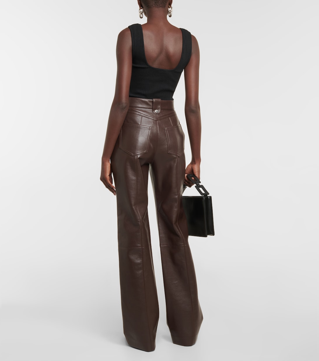 Pantalon droit Zelda en cuir mélangé | Nanushka