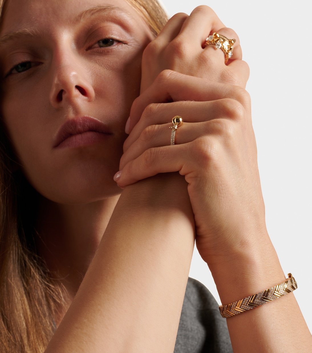 Bague Piercing en or 14 ct et diamants | Rainbow K