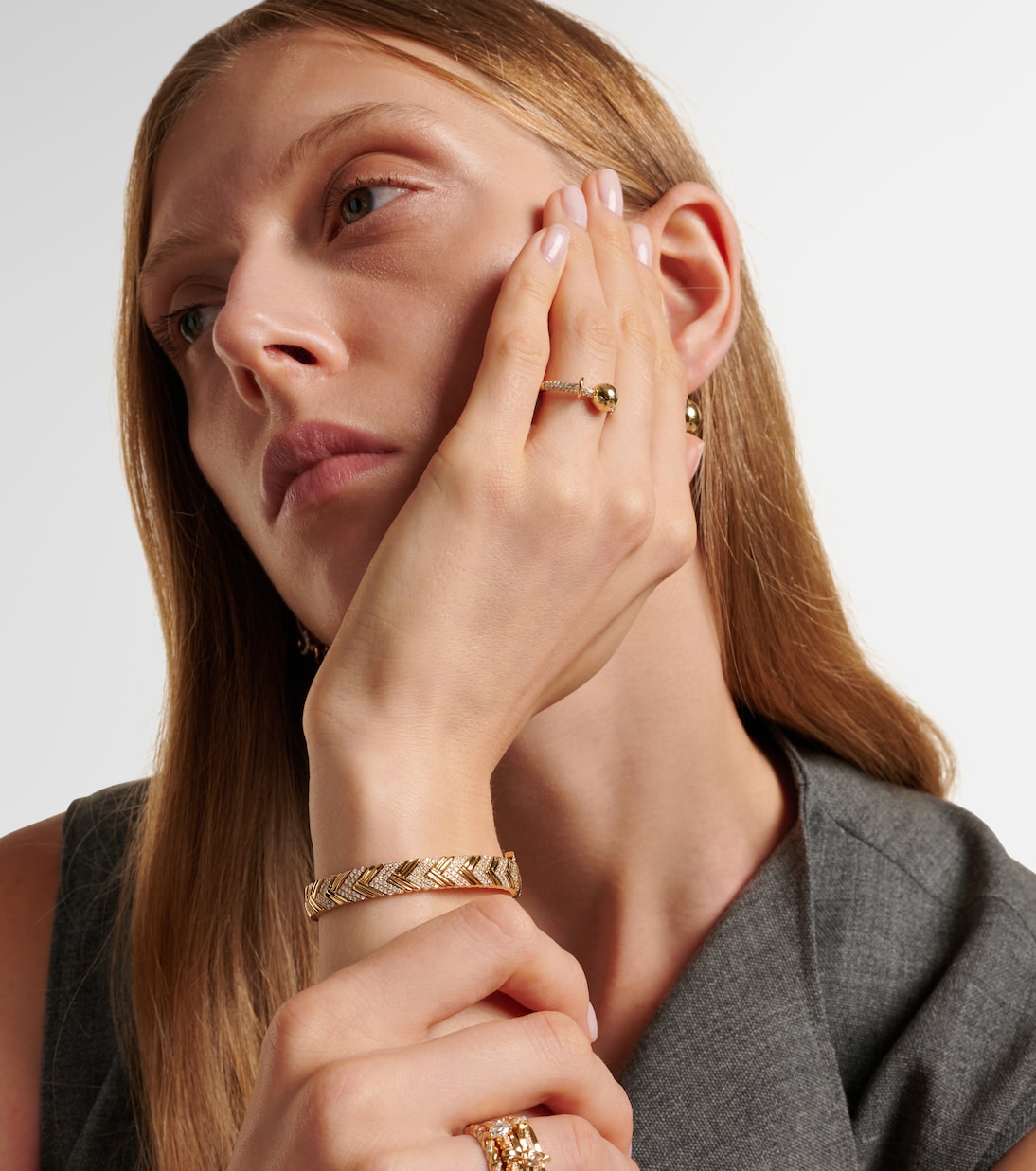 Bague Piercing en or 14 ct et diamants | Rainbow K