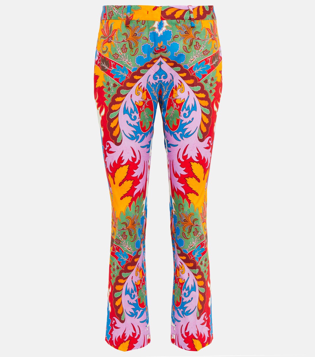 Printed mid-rise slim cotton-blend pants | Etro