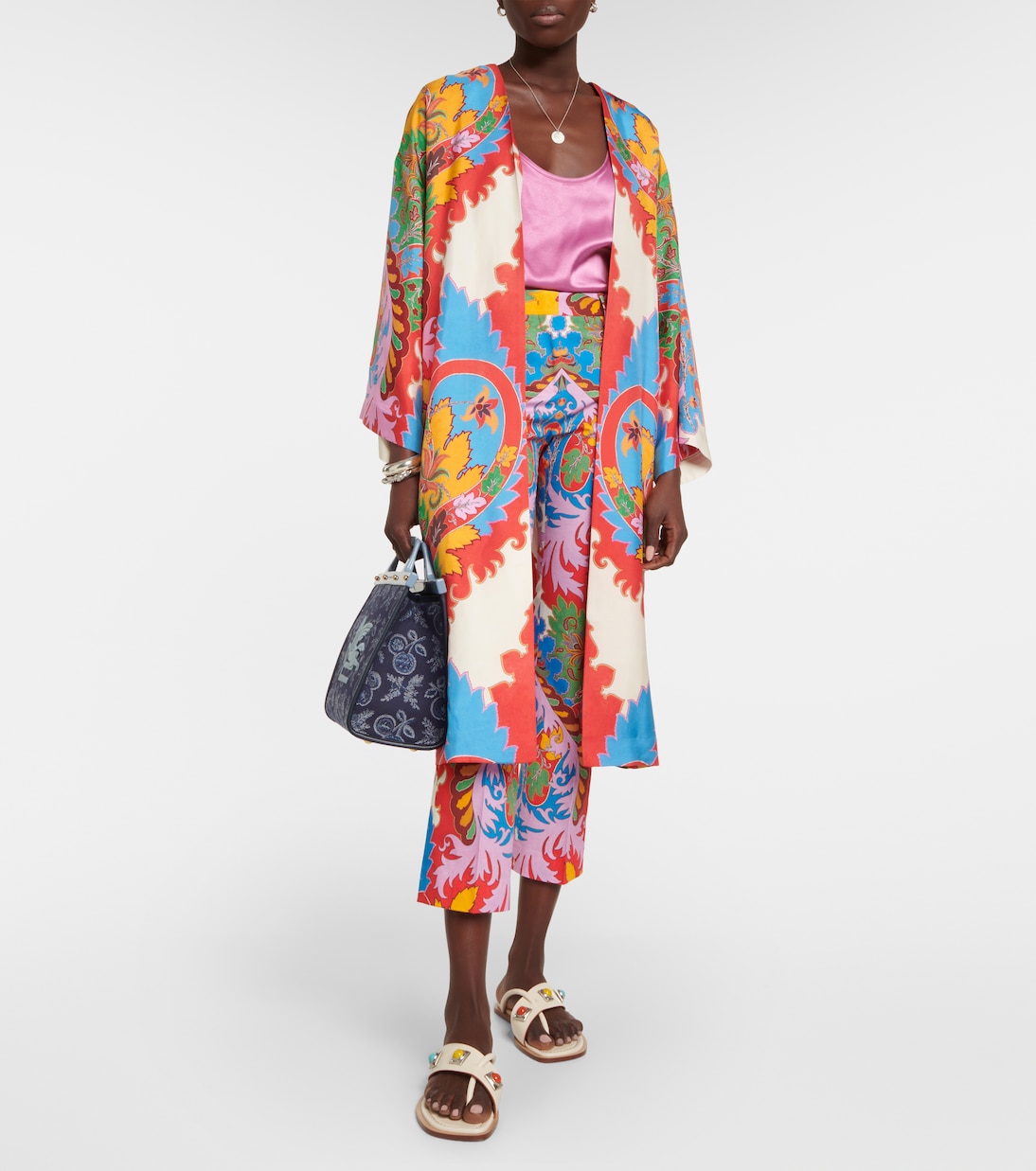 Printed mid-rise slim cotton-blend pants | Etro