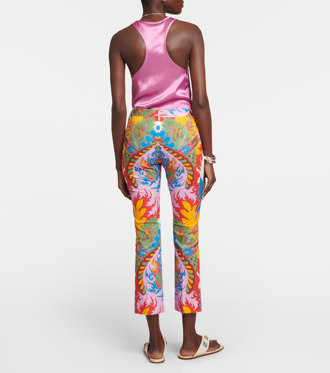 Printed mid-rise slim cotton-blend pants | Etro