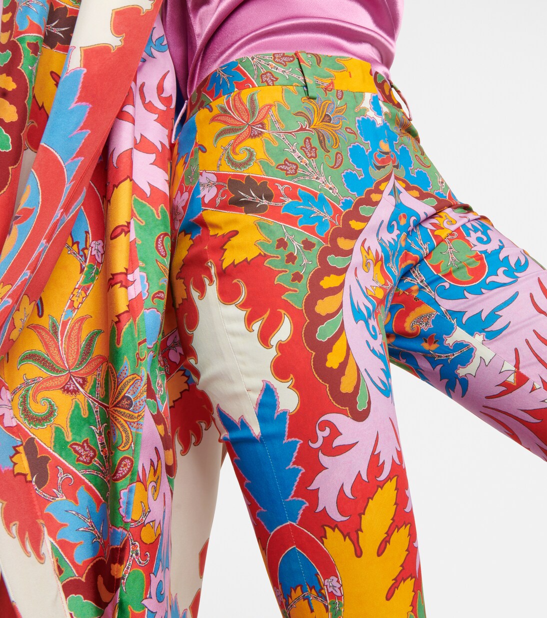 Printed mid-rise slim cotton-blend pants | Etro