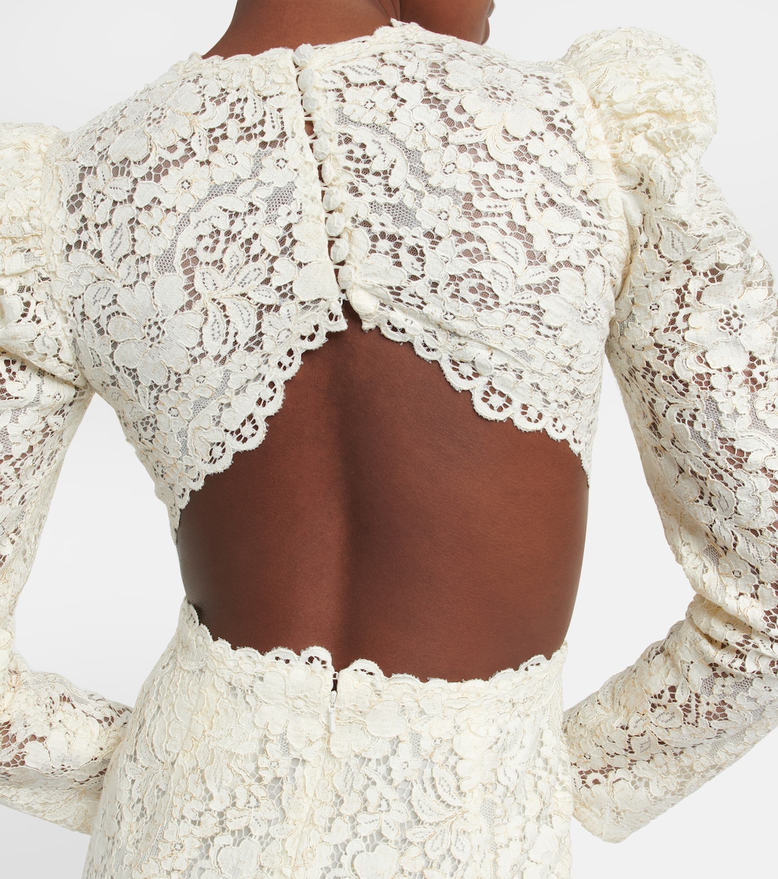Bridal Zenni lace cutout minidress | Costarellos