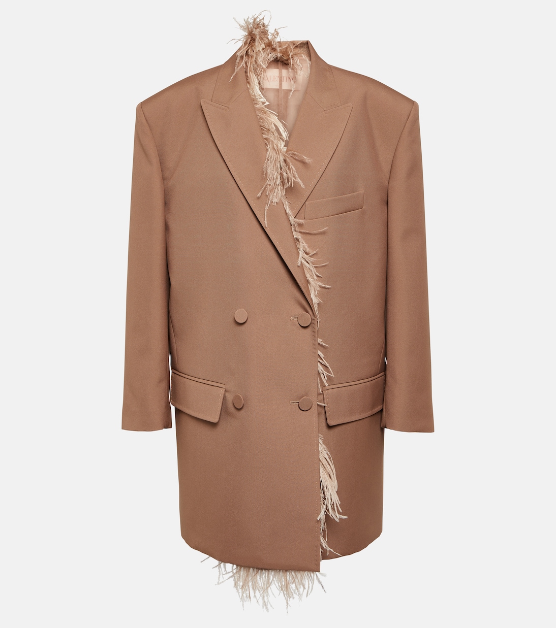Blazer doppiopetto con piume | Valentino