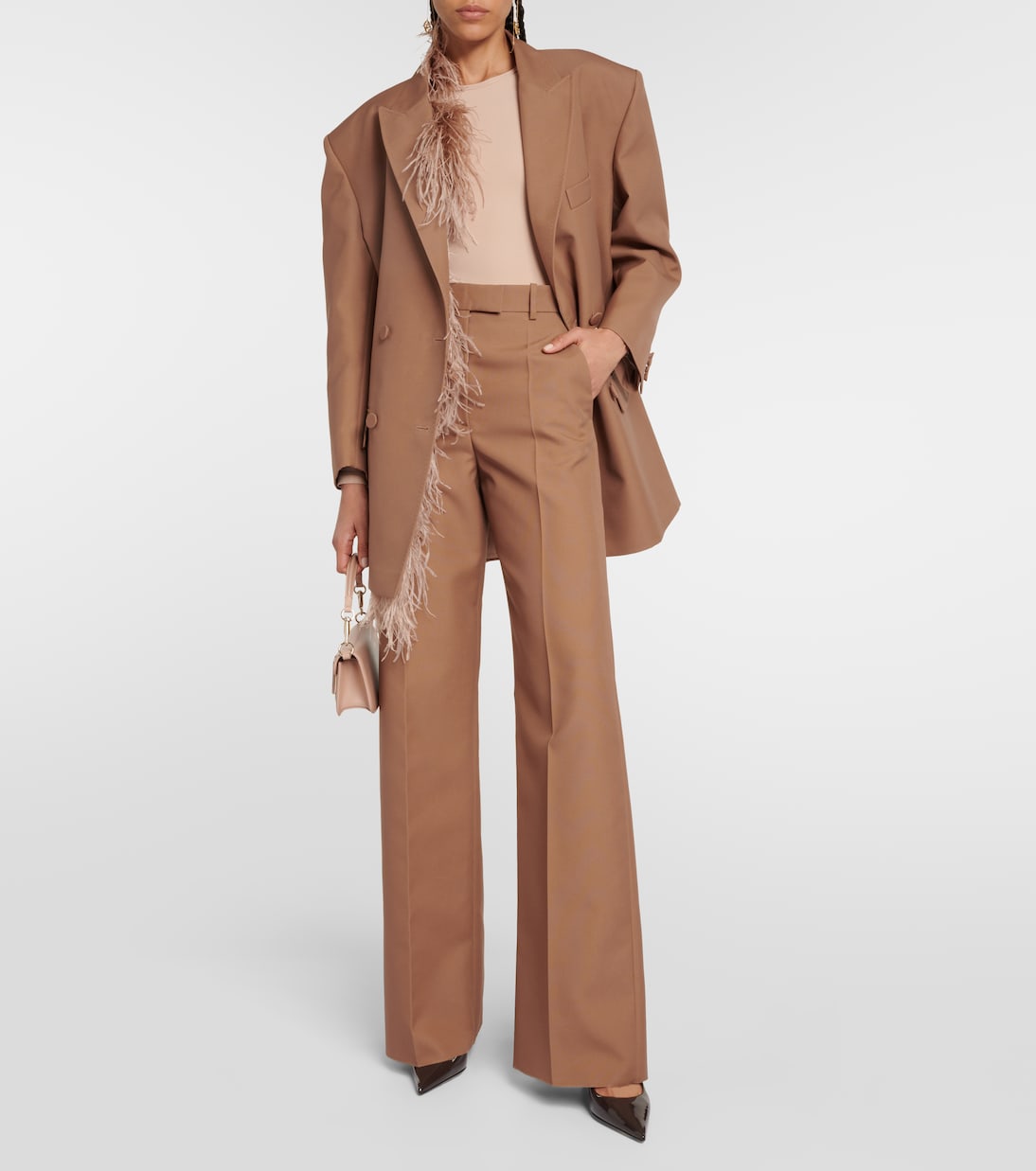 Blazer doppiopetto con piume | Valentino
