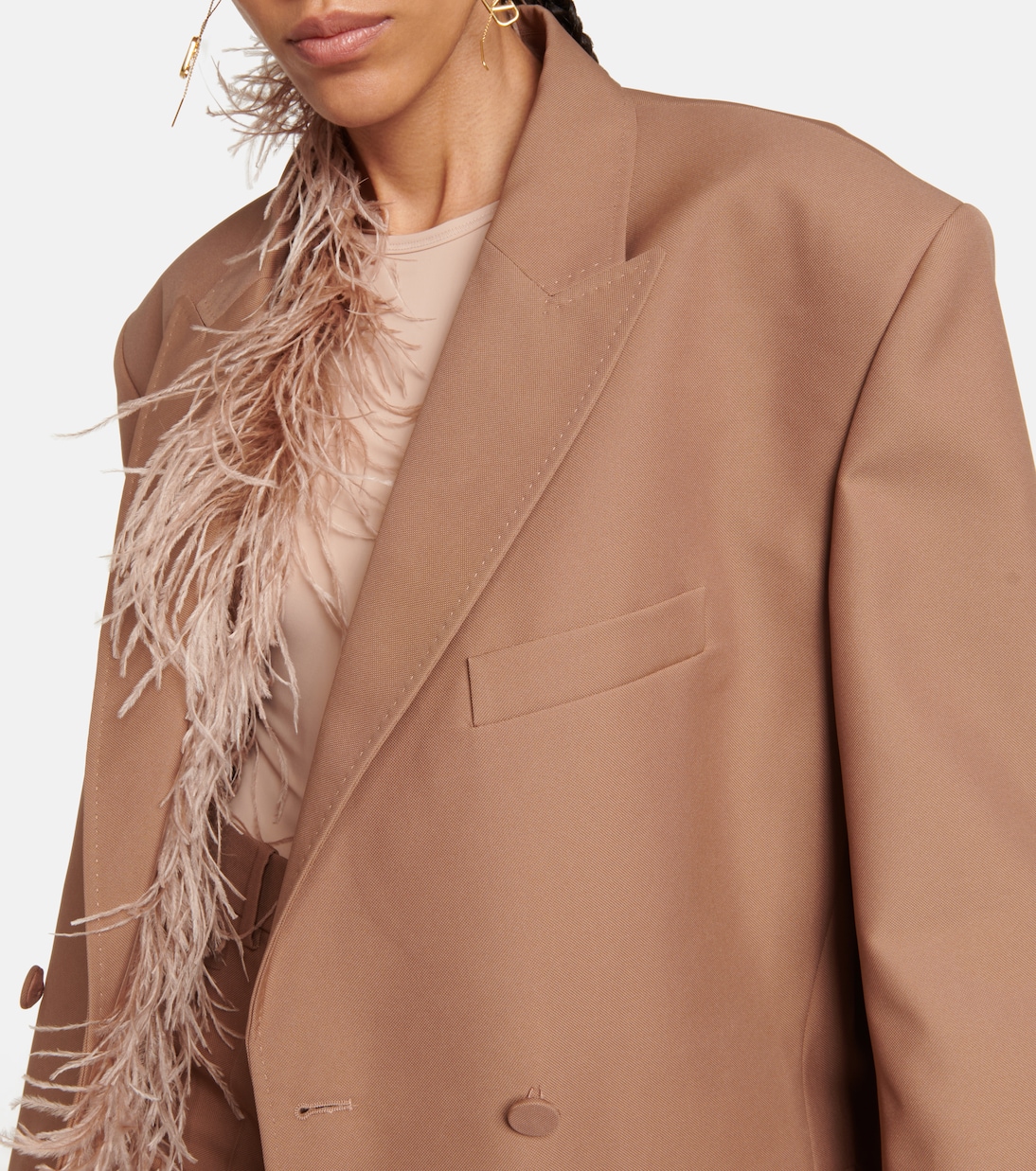 Blazer doppiopetto con piume | Valentino