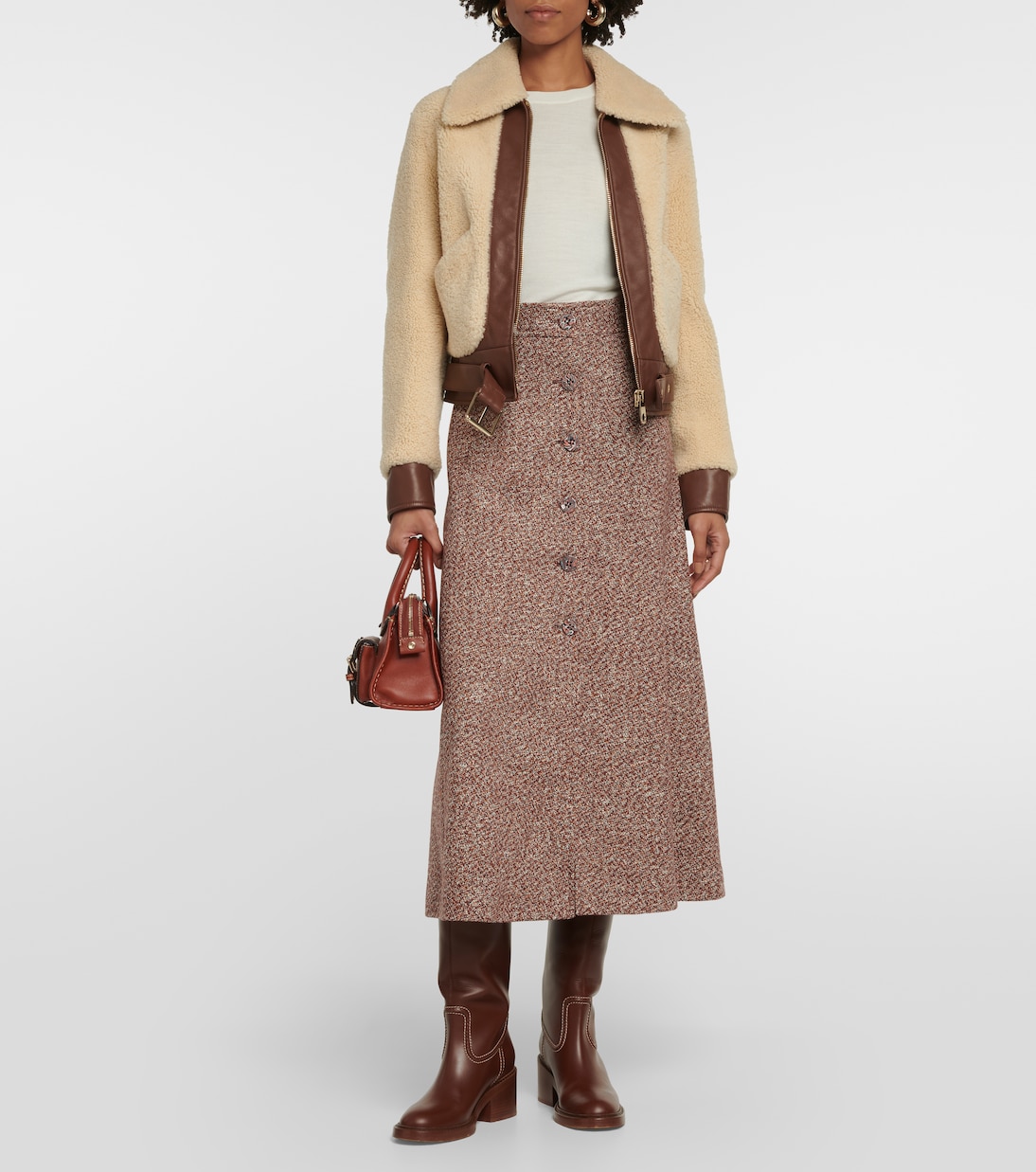 Leather-trimmed shearling jacket | Chloé