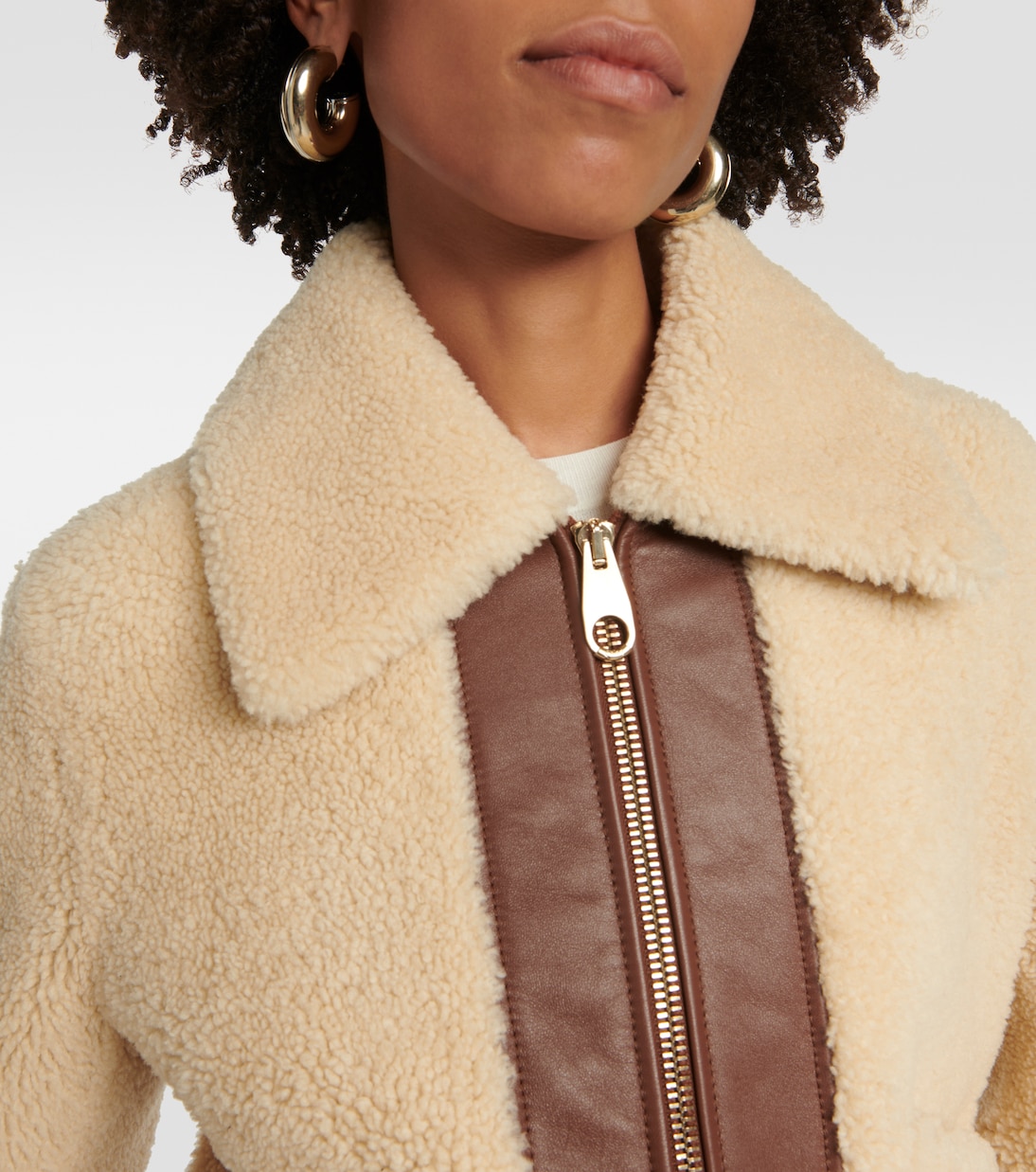 Leather-trimmed shearling jacket | Chloé