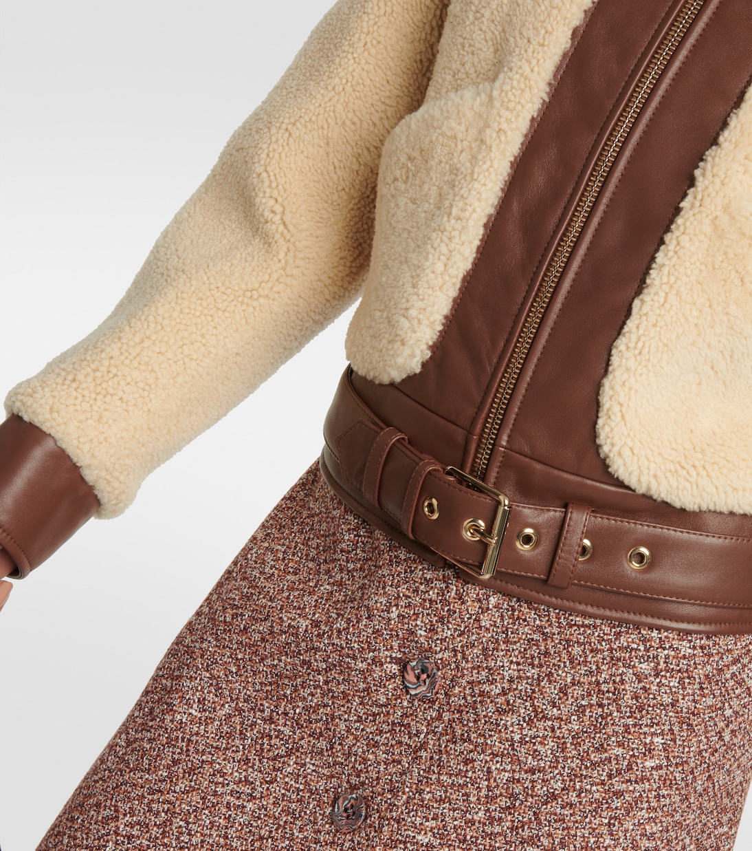 Leather-trimmed shearling jacket | Chloé