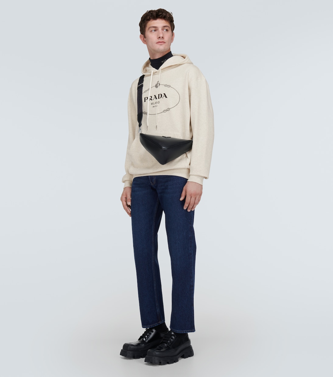 Felpa con cappuccio in cotone con logo | Prada