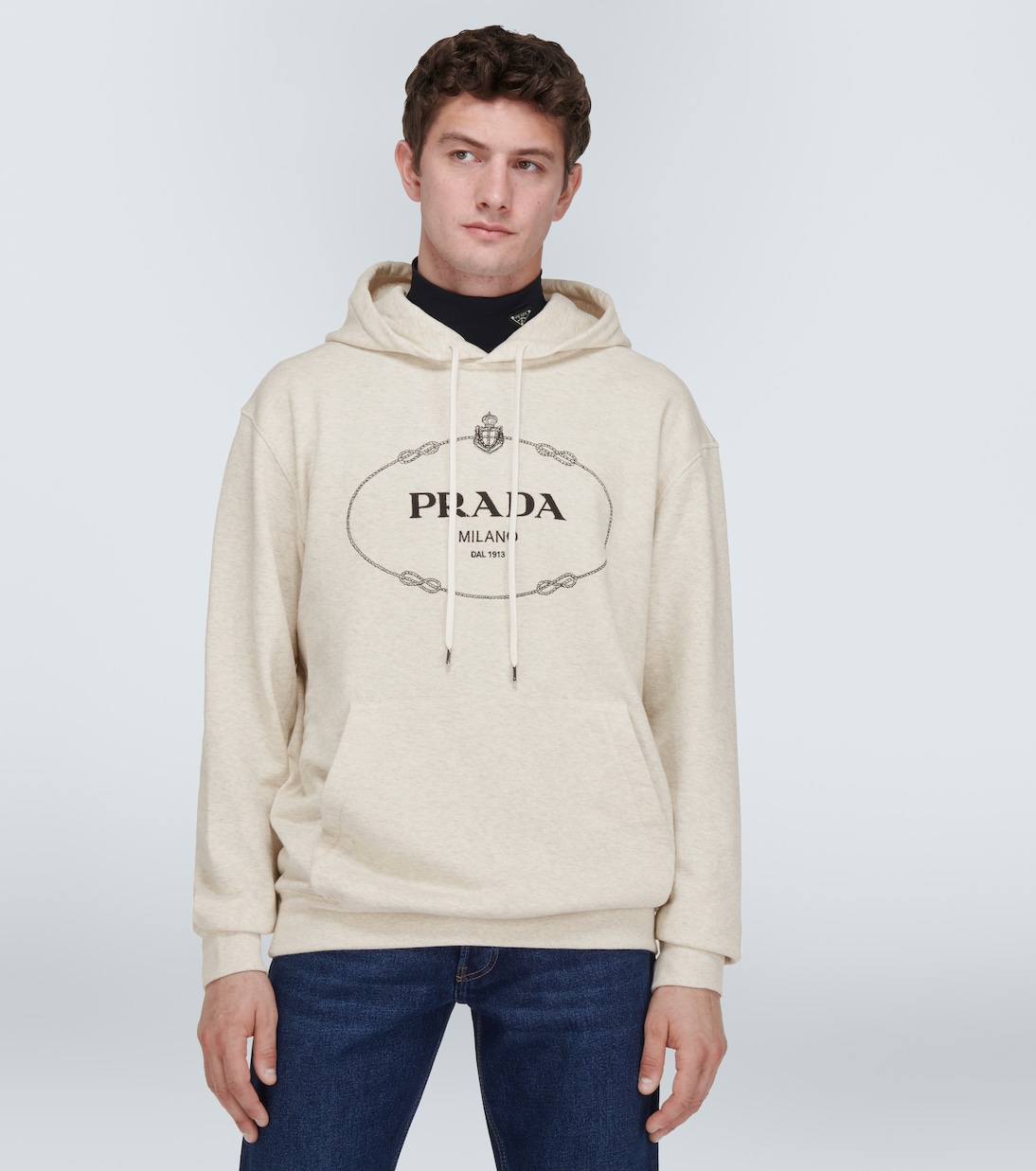 Felpa con cappuccio in cotone con logo | Prada