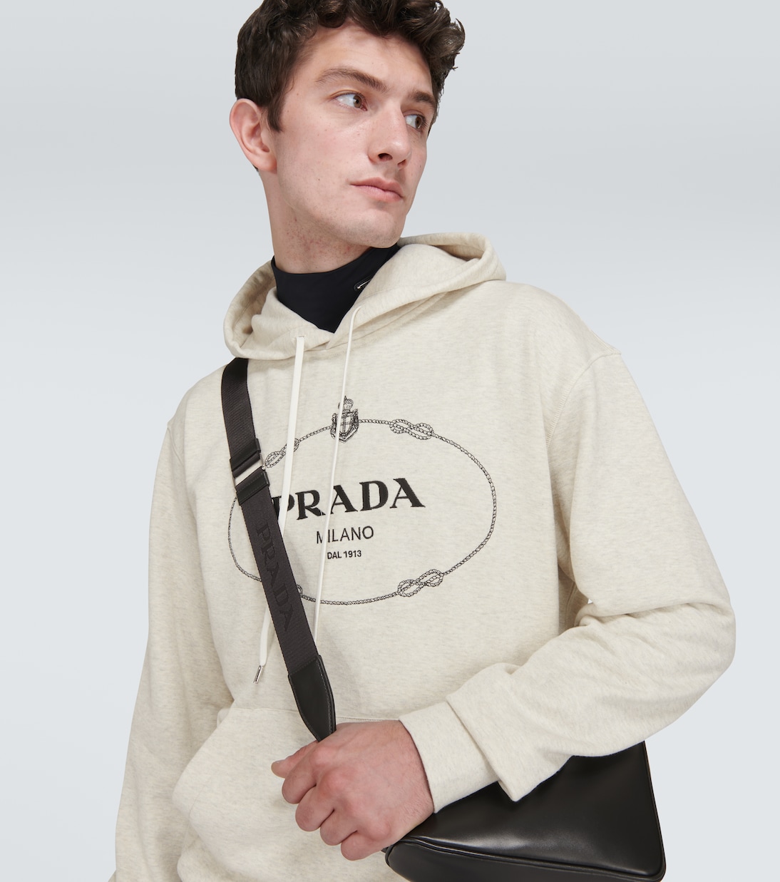 Felpa con cappuccio in cotone con logo | Prada