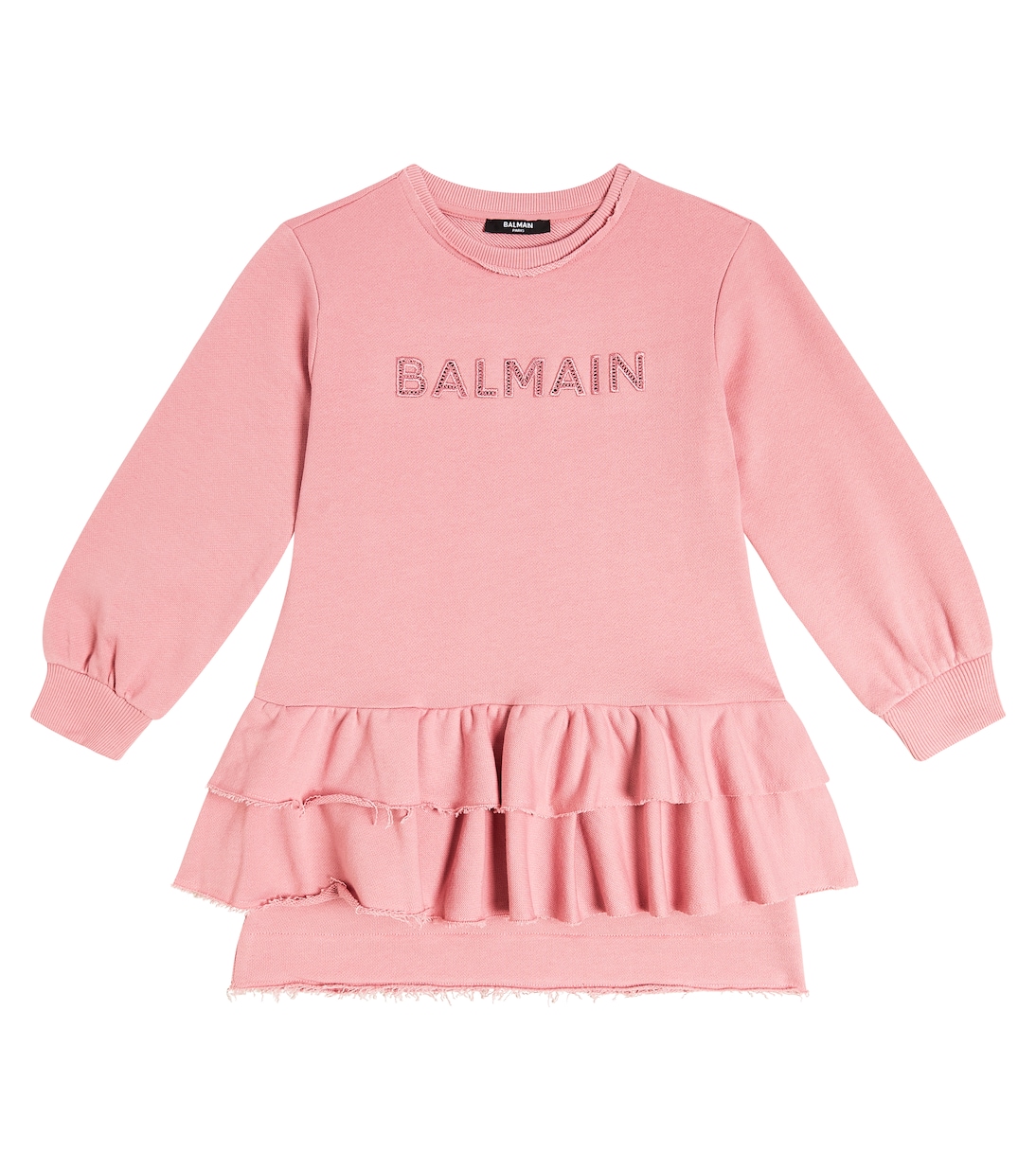Abito felpa in cotone con logo | Balmain Kids