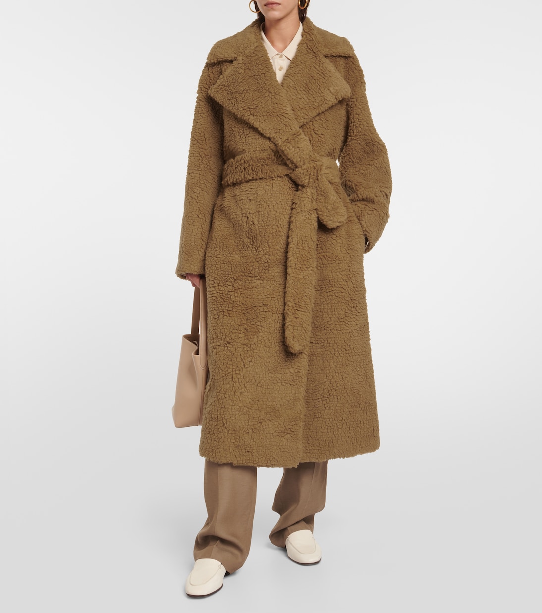 Sherpa Cabanis camel hair and silk coat | Joseph