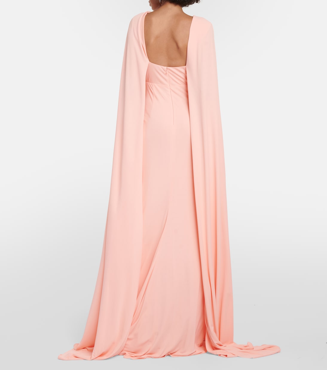 Caped keyhole satin gown | Monique Lhuillier