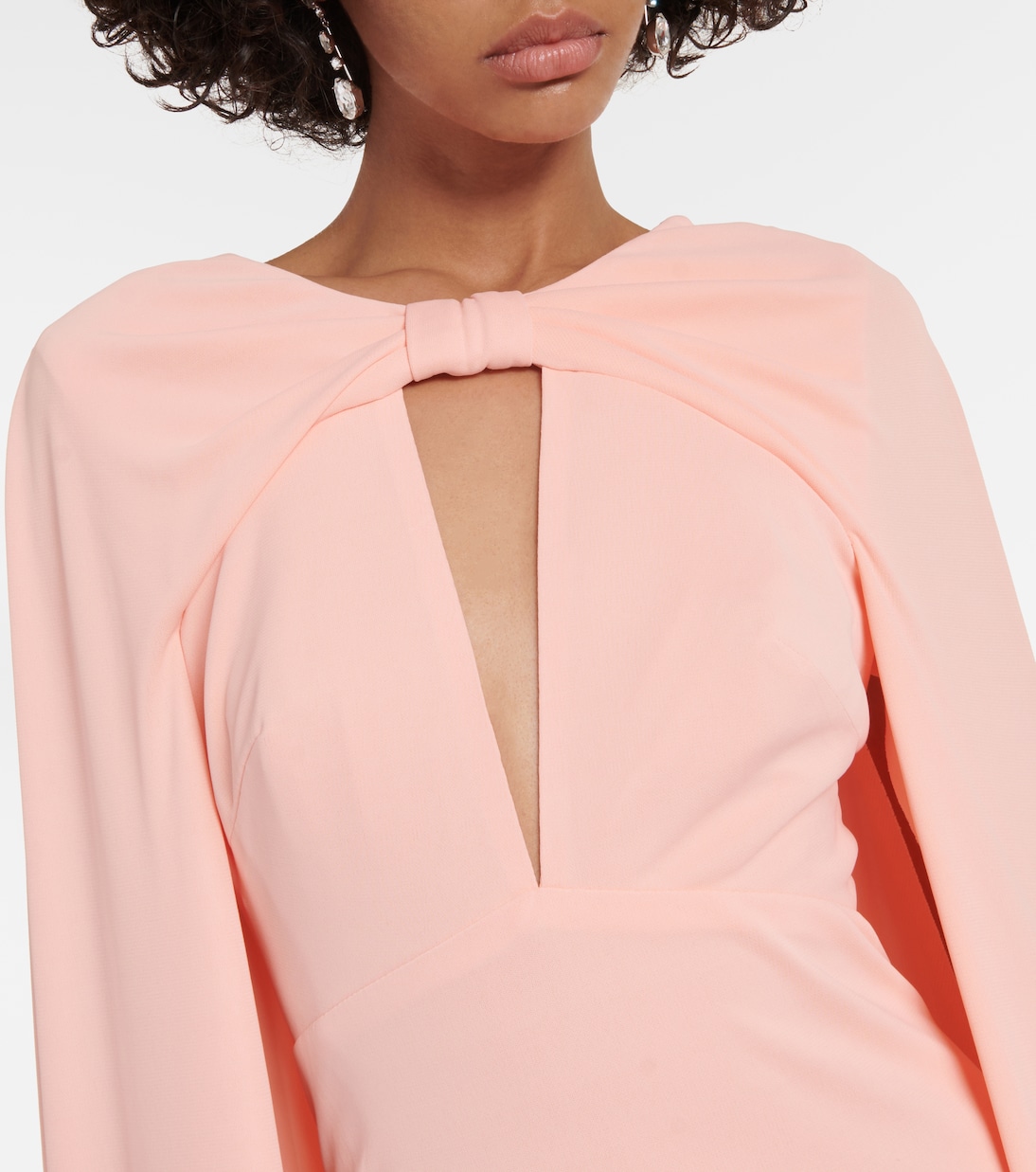 Caped keyhole satin gown | Monique Lhuillier