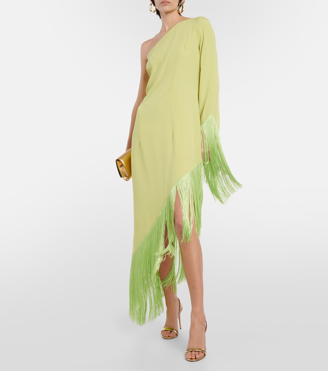 Vestido midi Aventador de crepé con flecos | Taller Marmo