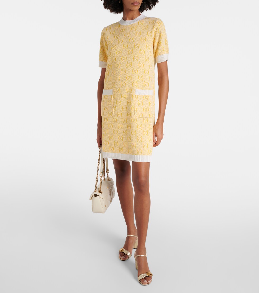 Vestido Corto de Lana Jacquard con Estampado GG de Gucci para Jóvenes Modernos