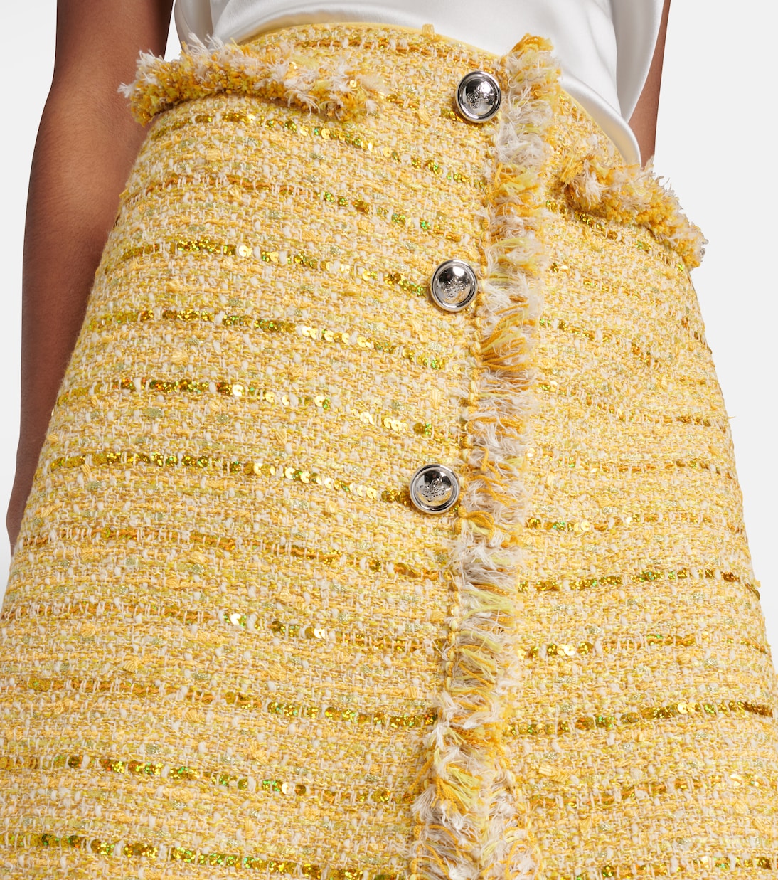 Minifalda de punto bouclé con flecos | Giambattista Valli
