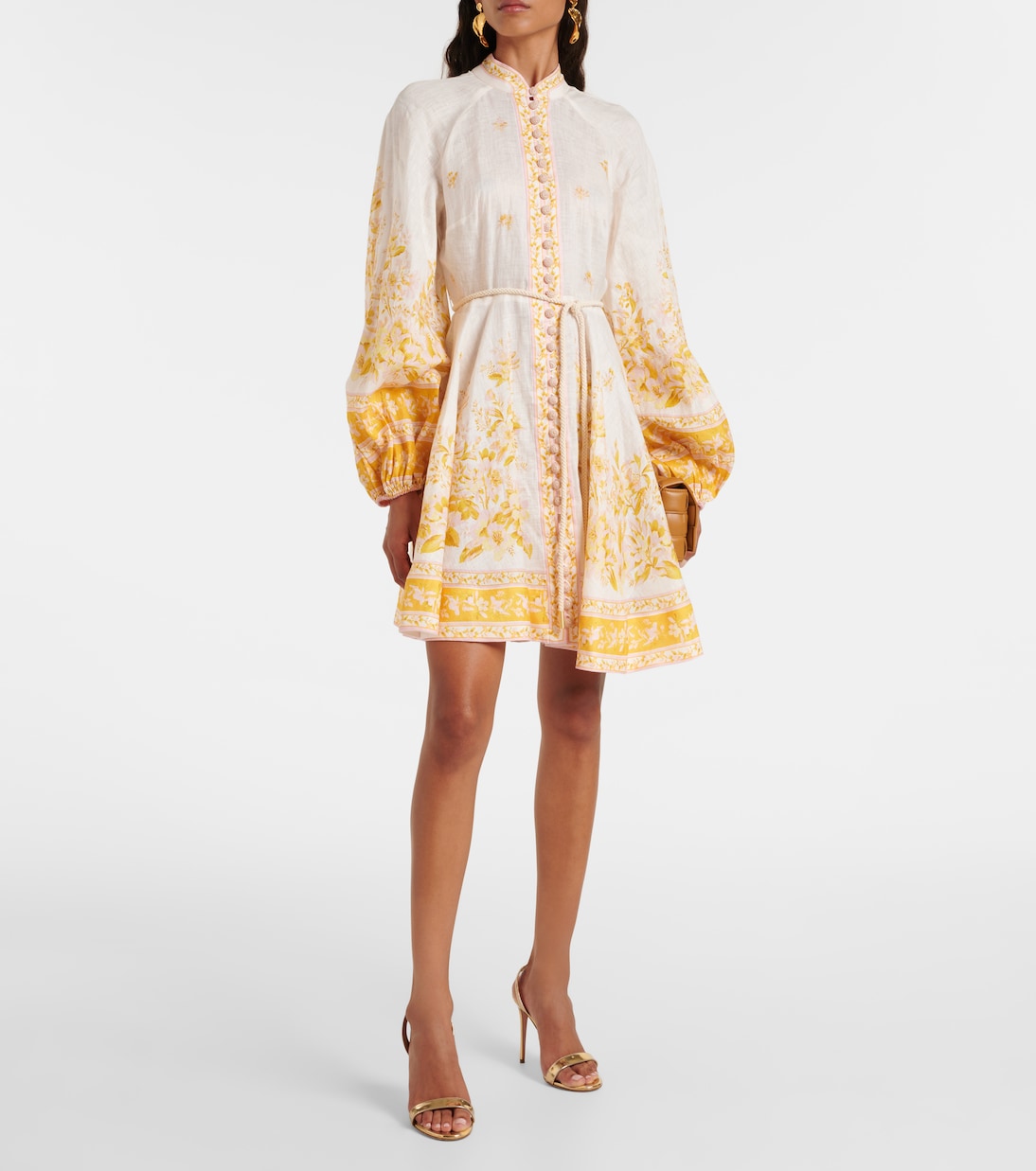 Minikleid Golden aus Leinen | Zimmermann