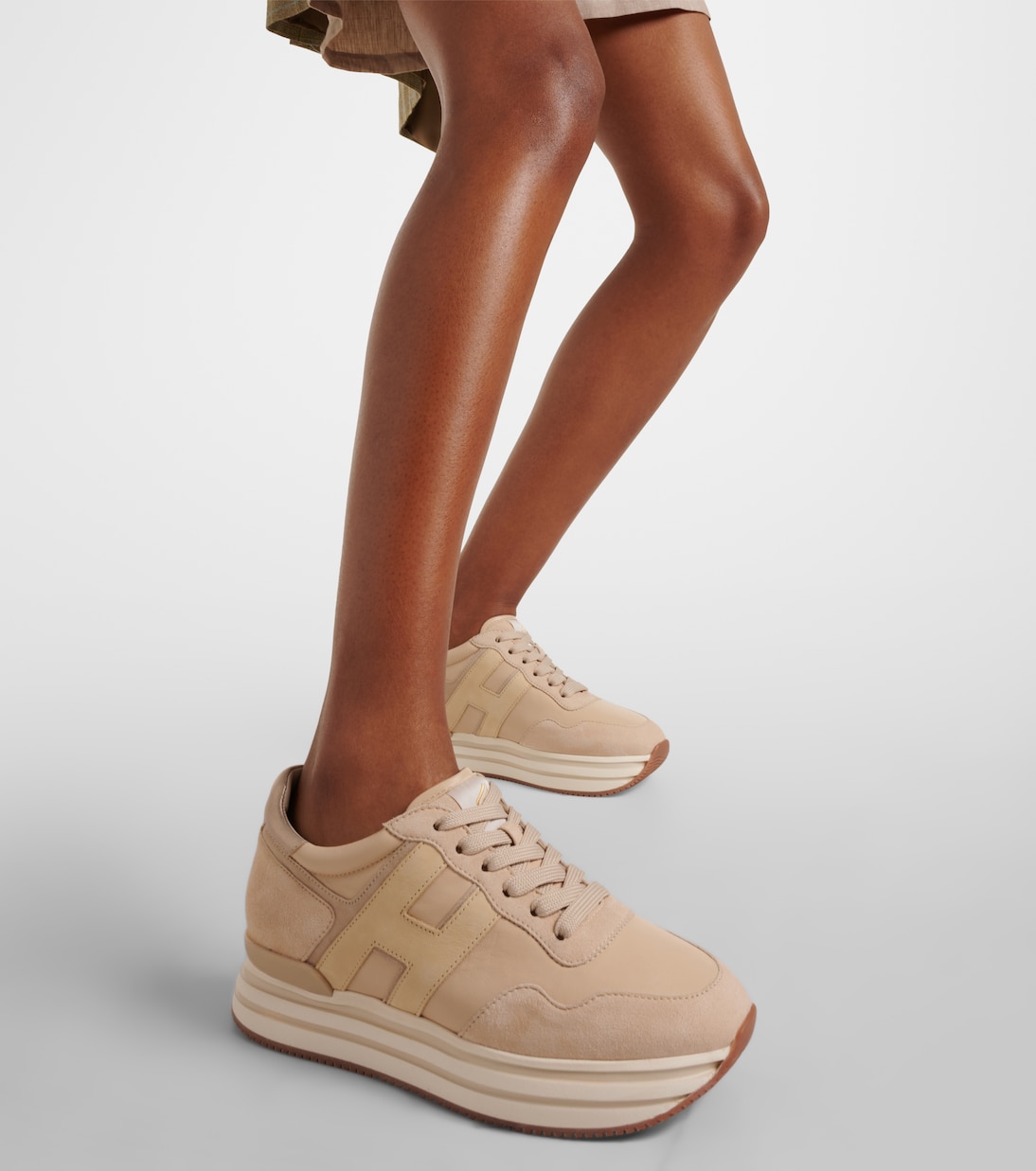 Midi H222 suede platform sneakers in beige Hogan Mytheresa