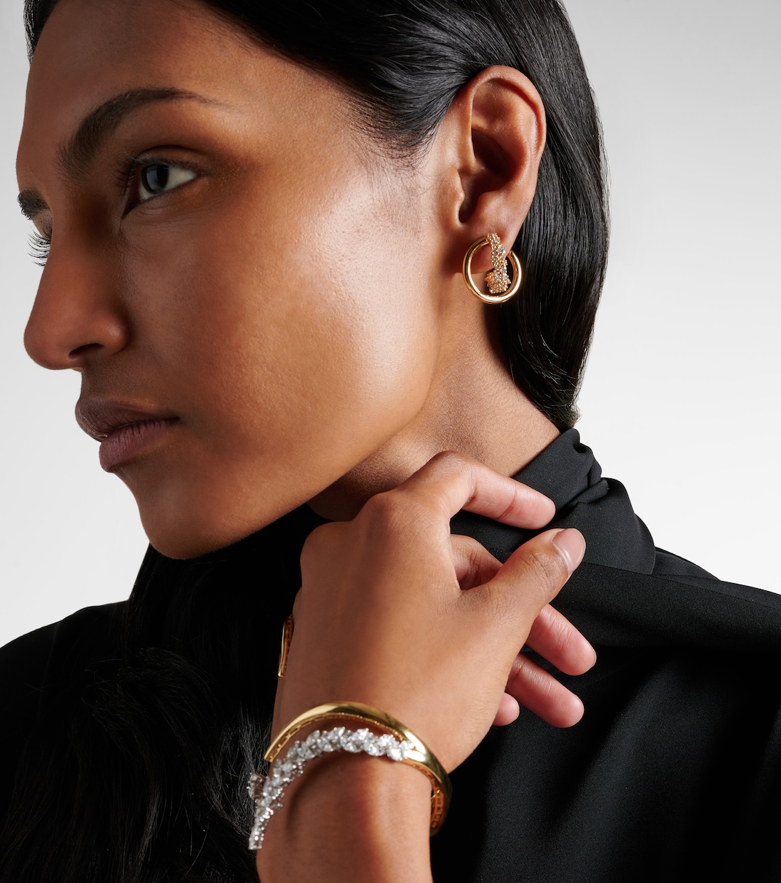 Orecchini Scatter Double in oro 18kt con diamanti | Ananya