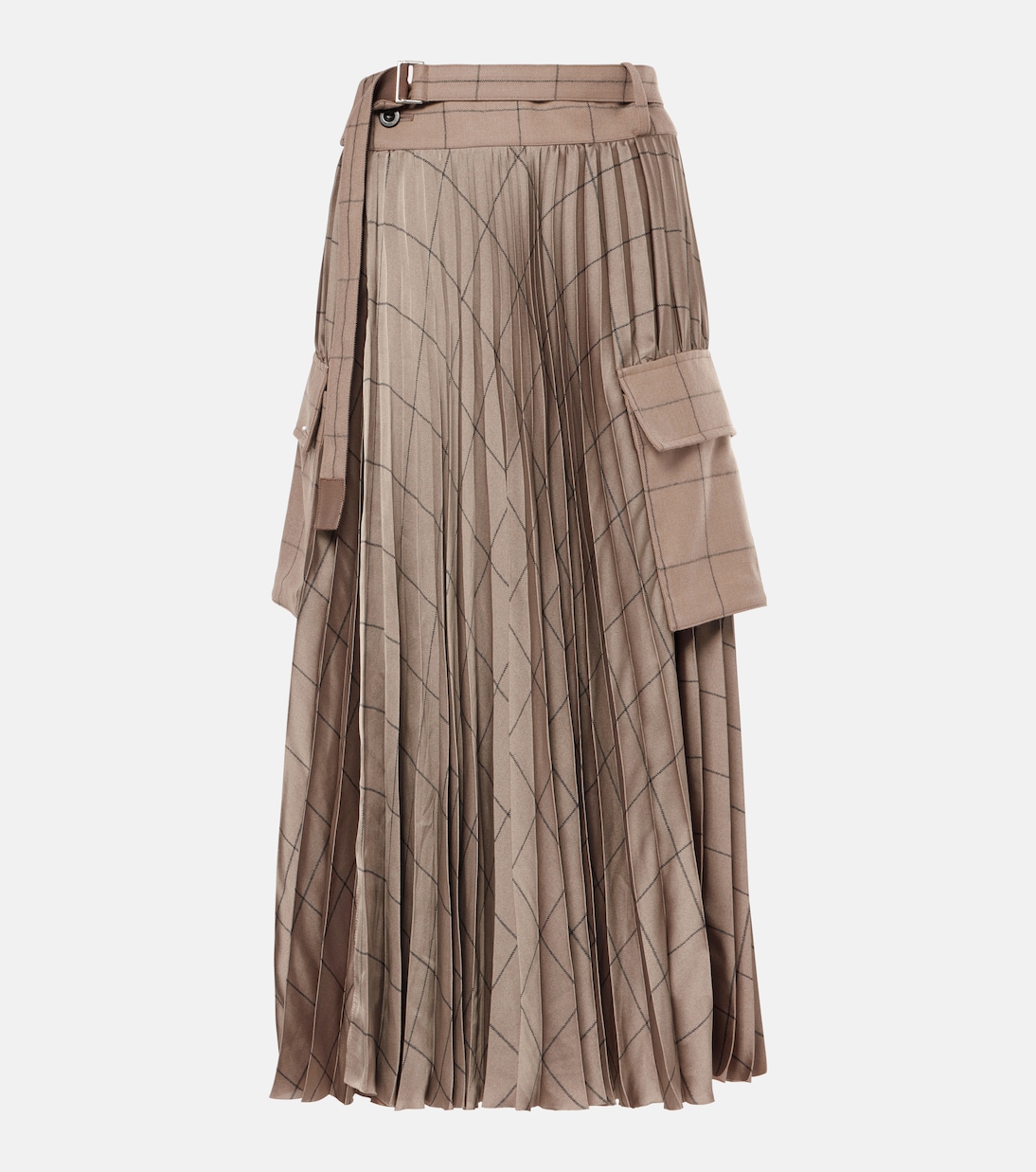 Gonna midi in lana a quadri | Sacai