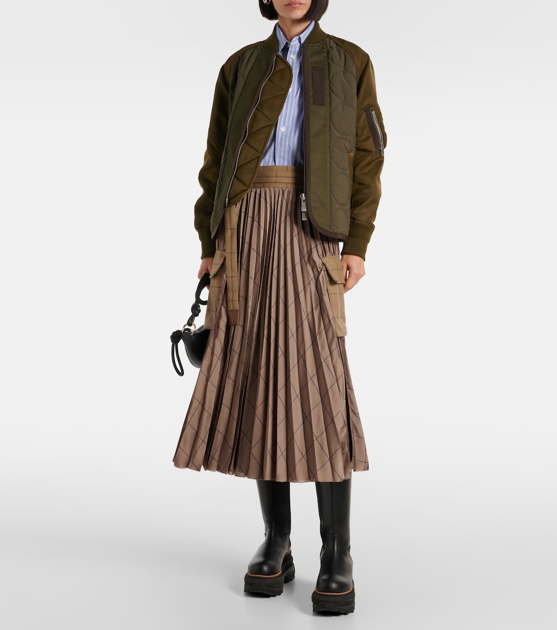 Gonna midi in lana a quadri | Sacai