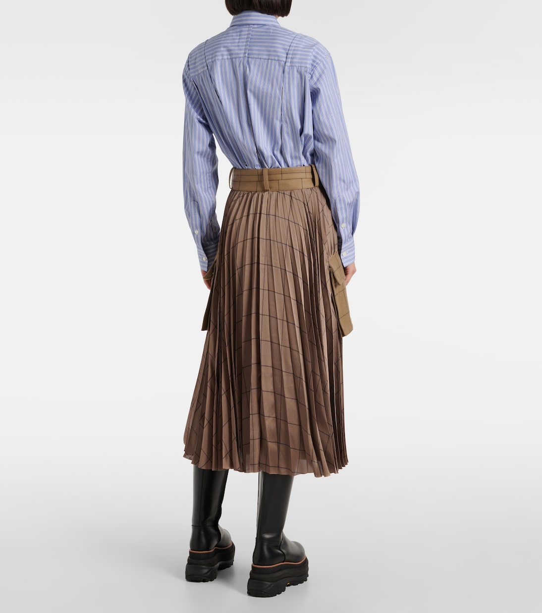 Gonna midi in lana a quadri | Sacai