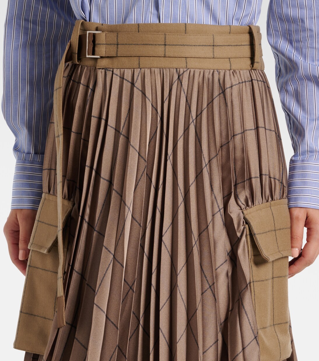 Gonna midi in lana a quadri | Sacai