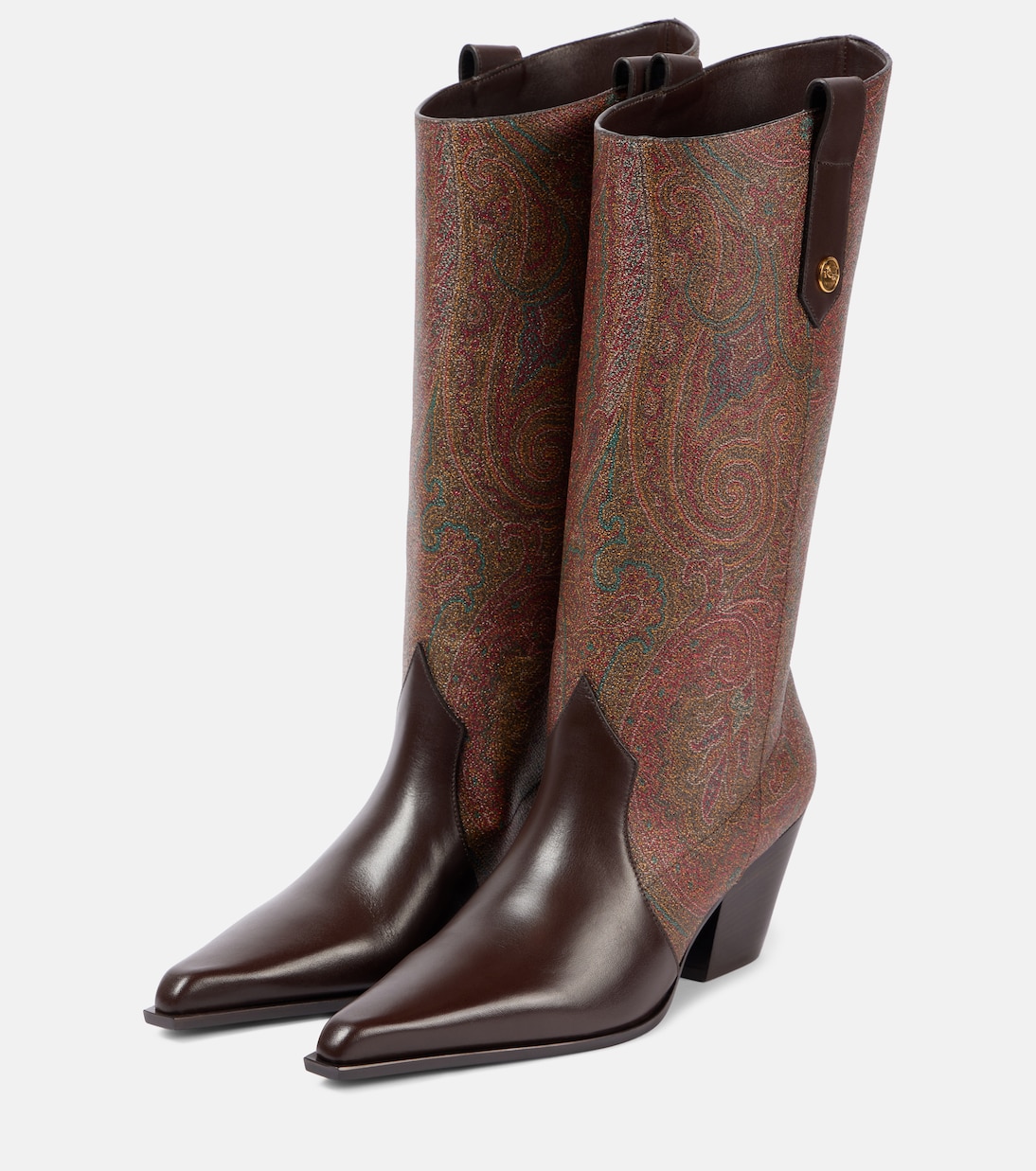 Stivali alti in tela cerata con motivo Paisley di ETRO, perfetti per i giovani alla moda.