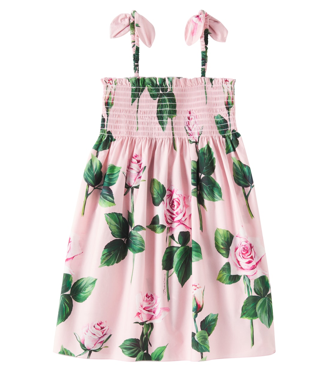 Floral shirred cotton poplin dress | Dolce&Gabbana Kids