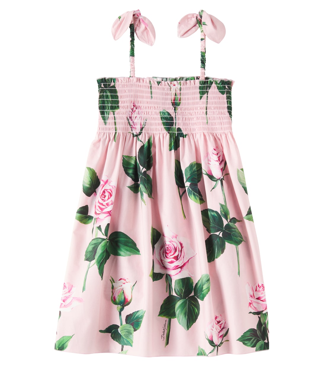 Floral shirred cotton poplin dress | Dolce&Gabbana Kids