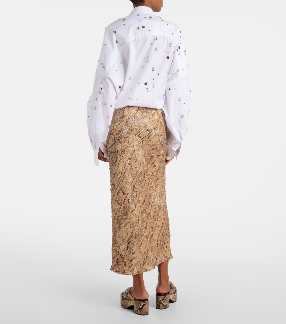 Sequined snake-print pencil skirt | Dries Van Noten