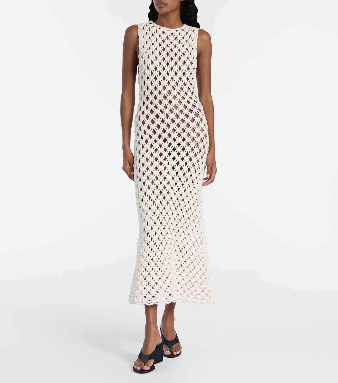 Open-knit cotton-blend maxi dress | Alaïa