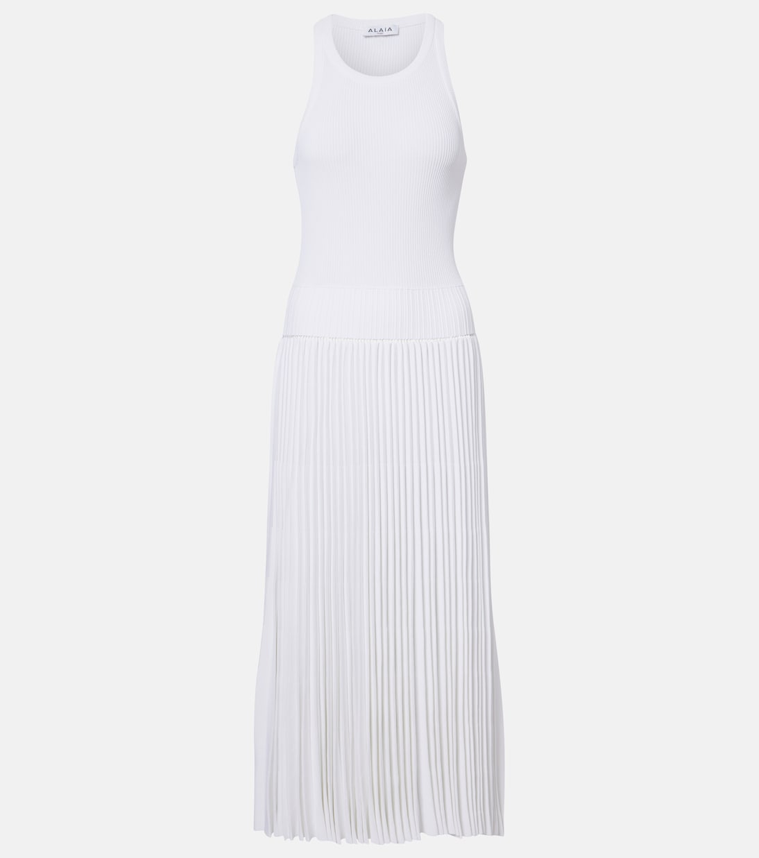 Pleated ribbed-knit midi dress | Alaïa
